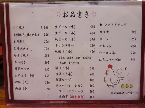 「丸万焼鳥 本店」のメニュー